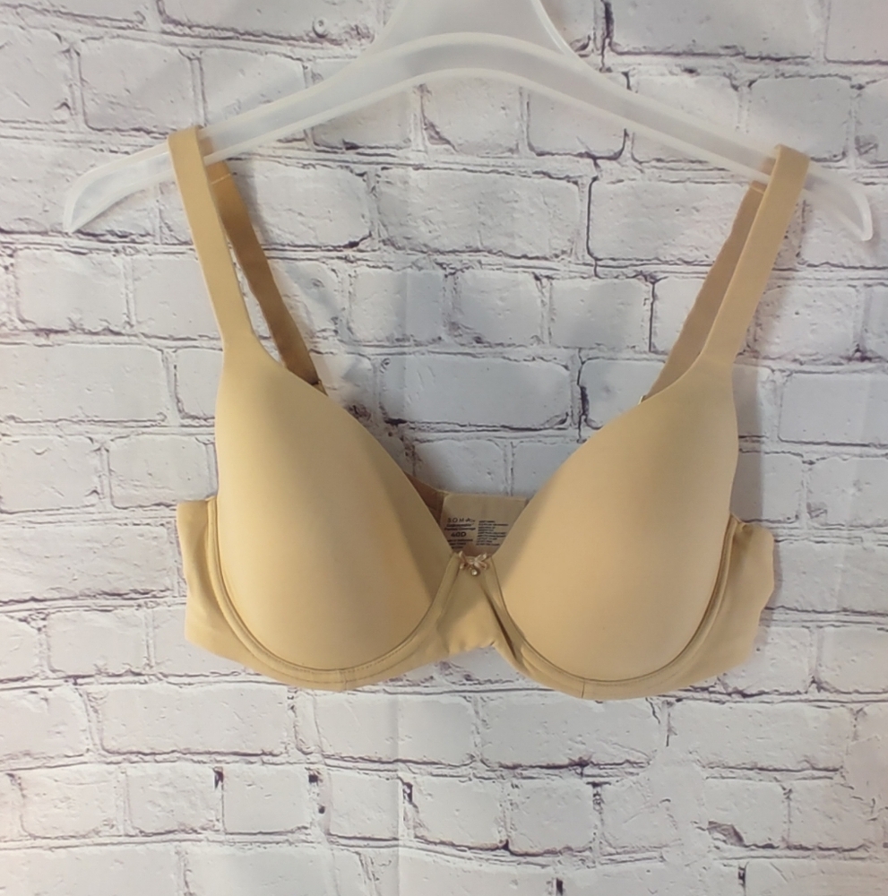 Soma Embraceable Perfect Coverage Bra 40D Beige Underwire Plunge
